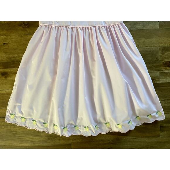 The Oaks Apparel Lulu Pink Yellow Embroidered Lemons Sleeveless Lace Dress 4 - Picture 4 of 7